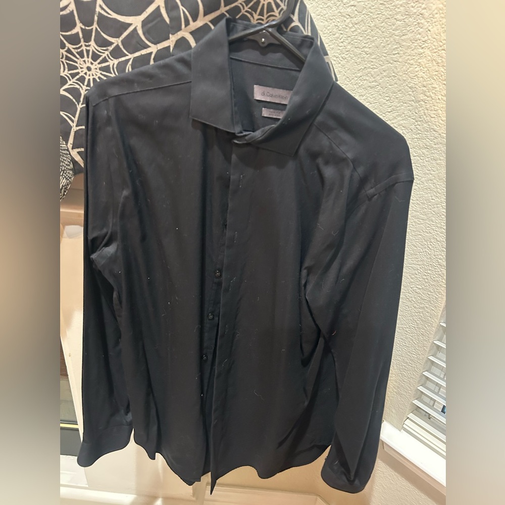 Calvin Klein Men's Elegant Black Dress Shirt sz 16 34/35